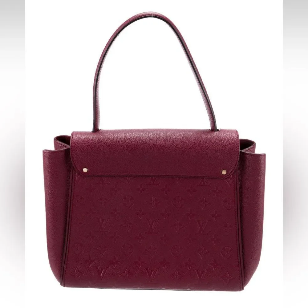 Auth Louis Vuitton Burgundy Monogram Empreinte Leather Trocadero Shoulder Bag NM